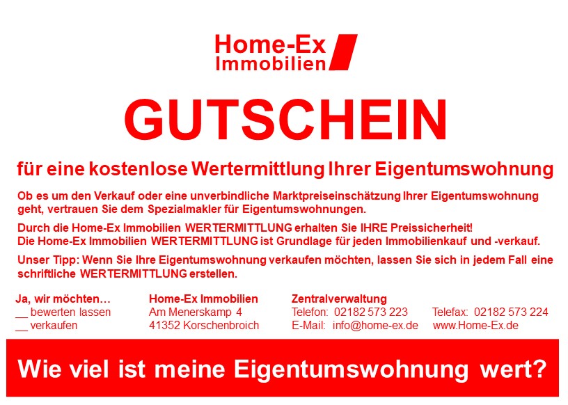 Online Gutschein Wertermittlung Eigentumswohnung von Home-Ex Immobilien